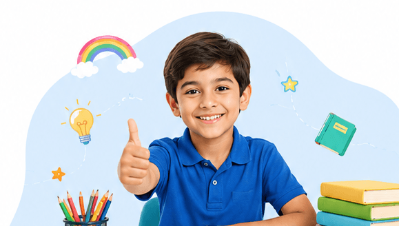 Happy boy ready to learn